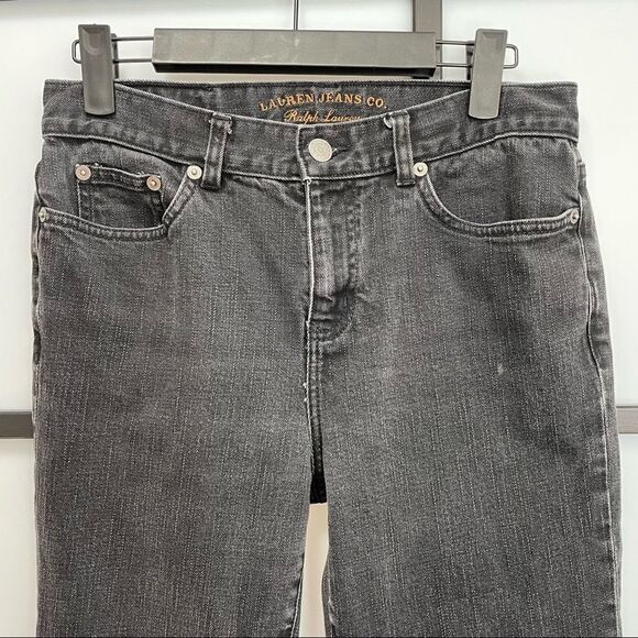 [2] Lauren By Ralph Lauren Black Classic Straight Leg Jeans Fall Cotton Denim - Picture 6 of 13